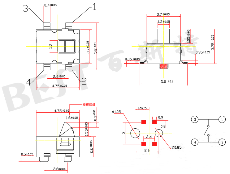 微動(dòng)開(kāi)關(guān)TC-224參考圖紙 微動(dòng)開(kāi)關(guān)TC-224參考圖紙